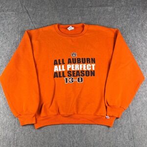 VTG Auburn Tigers Football Sweatshirt Men Medium Orange Perfect Season 2004 NCAA